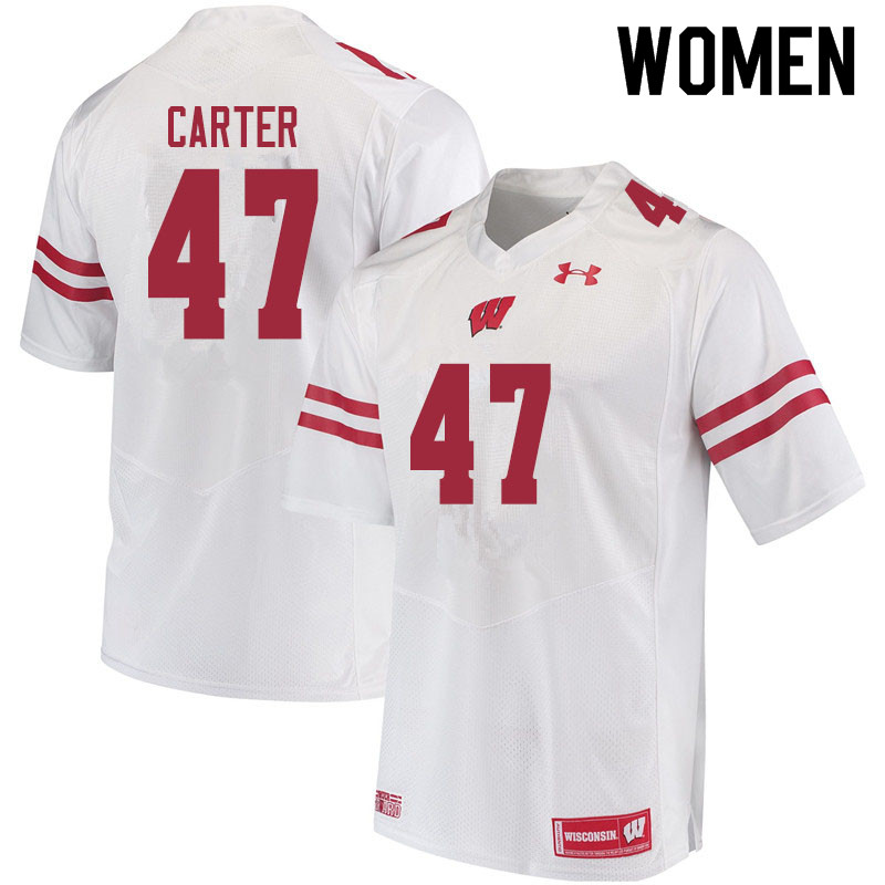 Women #47 Nate Carter Wisconsin Badgers College Football Jerseys Sale-White